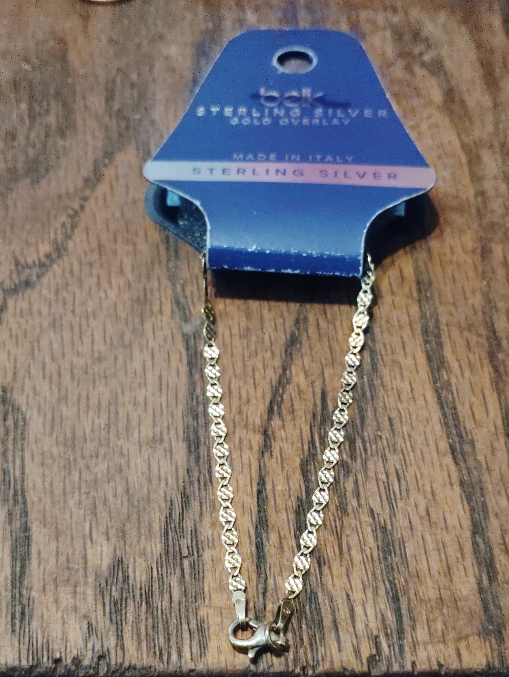 Belk Sterling silver Gold Overlay 7" Bracelet